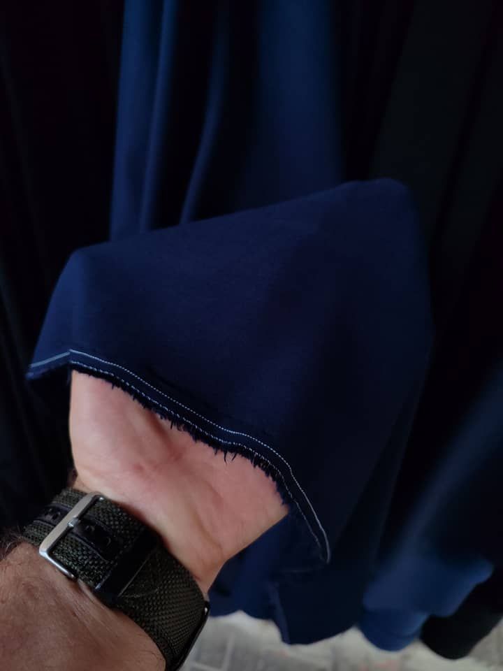 پارچه کجراه نخی  سورمه ای دو خط